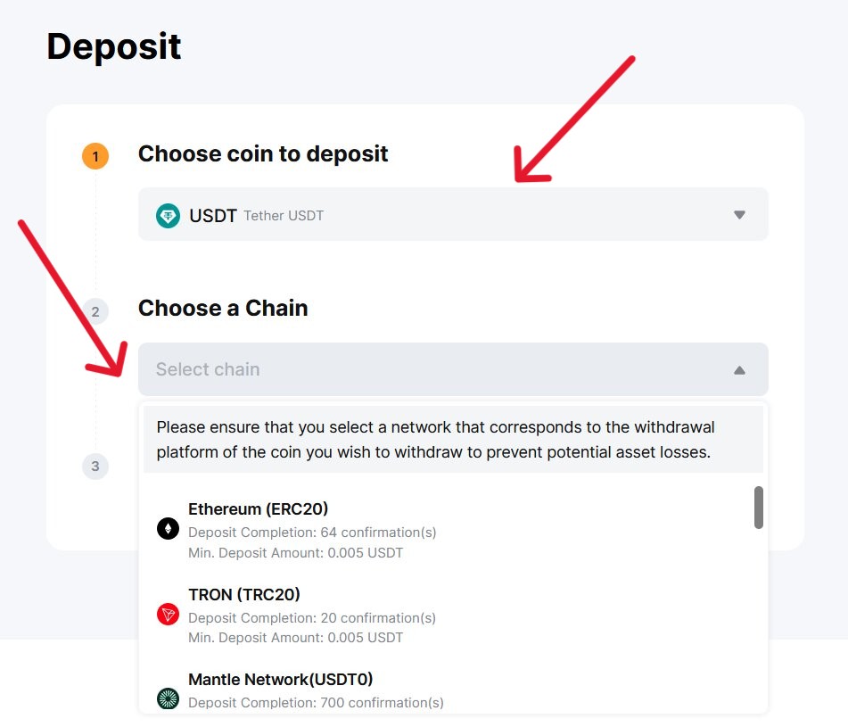 deposit crypto