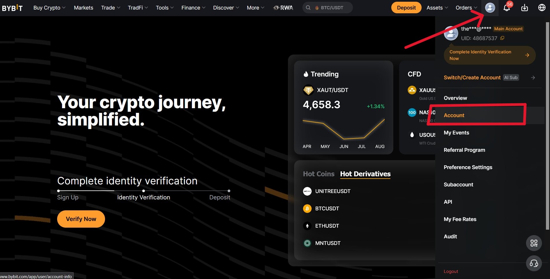 ID verification navigation steps